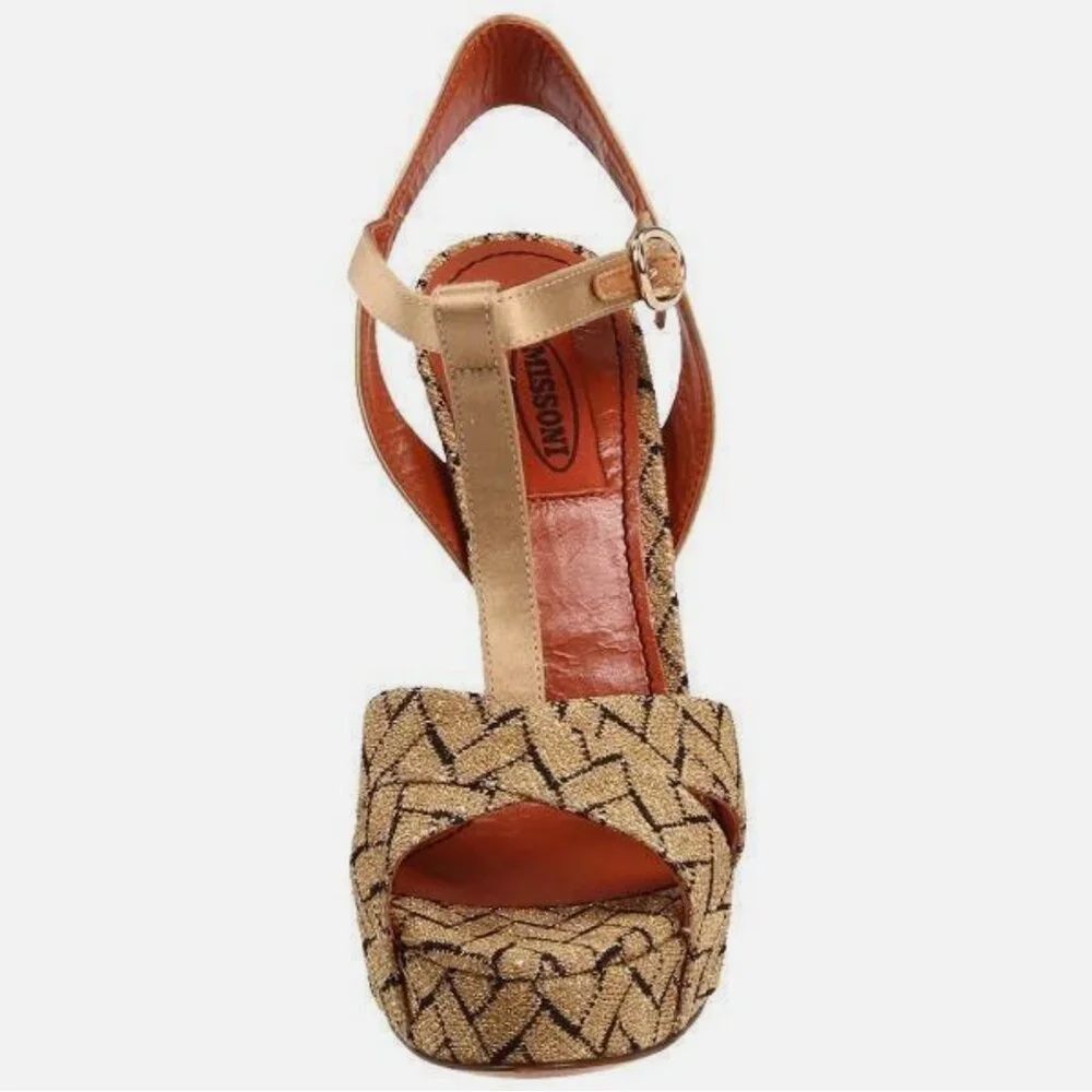 Missoni Chevron Open Toe Platform Heels